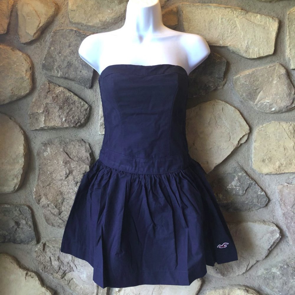 NWT Hollister Navy Blue Strapless Sexy Easter Sun Dress Skirt XS S M NEW